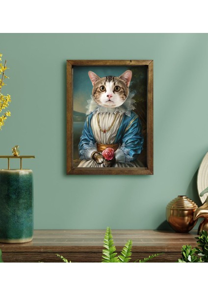 Evcil Dostlara Özel Portre Doğal Masif Ahşap Çerçeveli Tablo 30X40CM-11