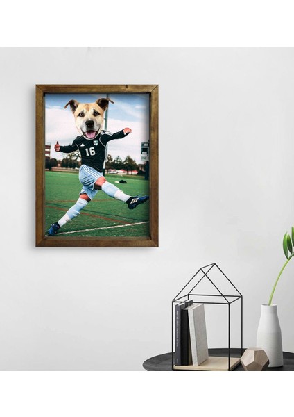 Evcil Dostlara Özel Futbolcu Tasarımlı Portre Doğal Masif Ahşap Çerçeveli Tablo 30X40CM-2 fiyatları