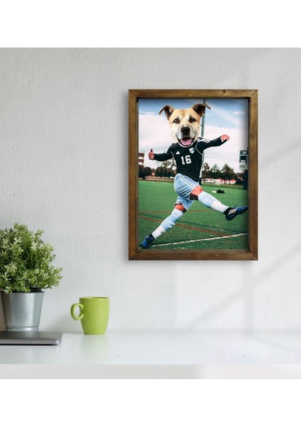 Evcil Dostlara Özel Futbolcu Tasarımlı Portre Doğal Masif Ahşap Çerçeveli Tablo 30X40CM-2 modelleri