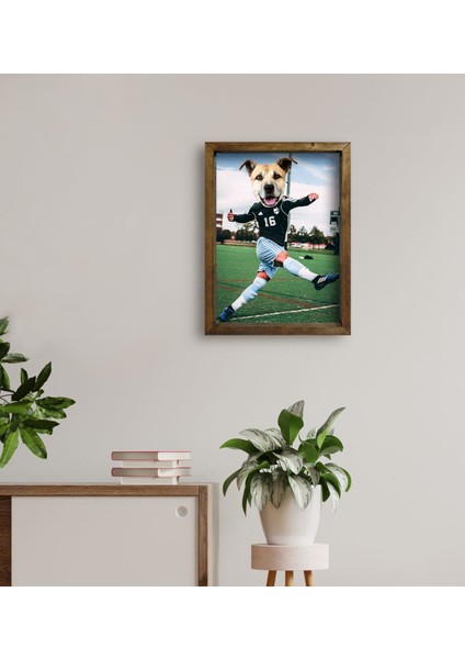 Evcil Dostlara Özel Futbolcu Tasarımlı Portre Doğal Masif Ahşap Çerçeveli Tablo 30X40CM-2 fırsatları