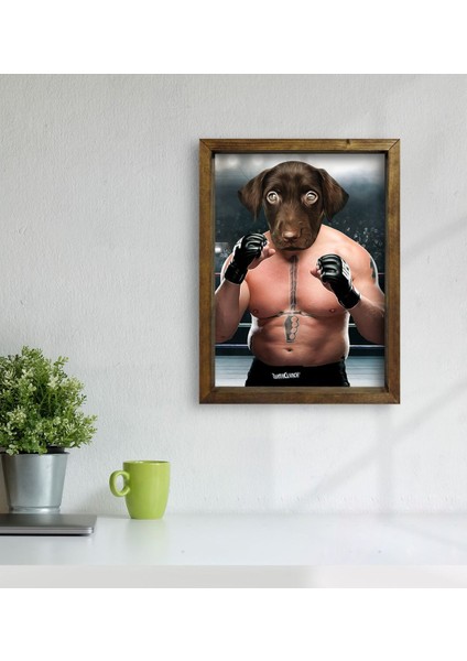 Evcil Dostlara Özel Boksör Tasarımlı Portre Doğal Masif Ahşap Çerçeveli Tablo 30X40CM-5 modelleri