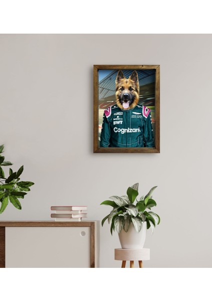 Evcil Dostlara Özel Pilot Tasarımlı Portre Doğal Masif Ahşap Çerçeveli Tablo 30X40CM-8