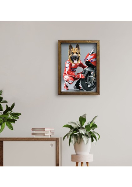 Evcil Dostlara Özel Motogp Tasarımlı Portre Doğal Masif Ahşap Çerçeveli Tablo 30X40CM-3 fırsatları