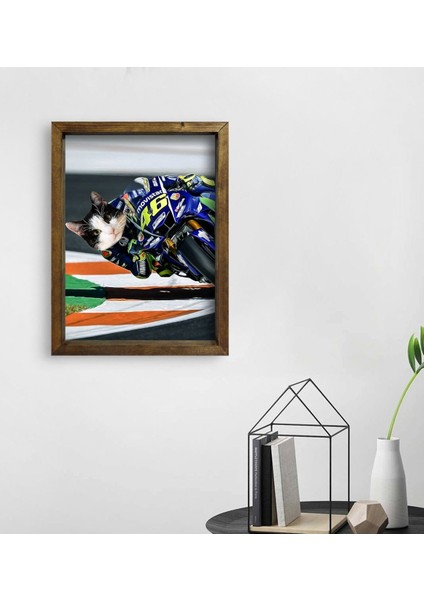 Evcil Dostlara Özel Motogp Tasarımlı Portre Doğal Masif Ahşap Çerçeveli Tablo 30X40CM-2 fiyatları