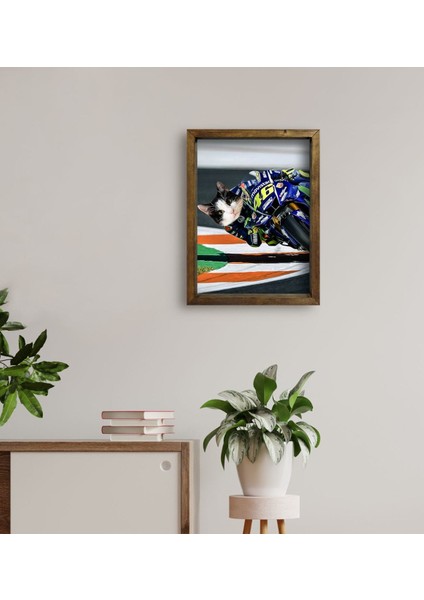 Evcil Dostlara Özel Motogp Tasarımlı Portre Doğal Masif Ahşap Çerçeveli Tablo 30X40CM-2 fırsatları