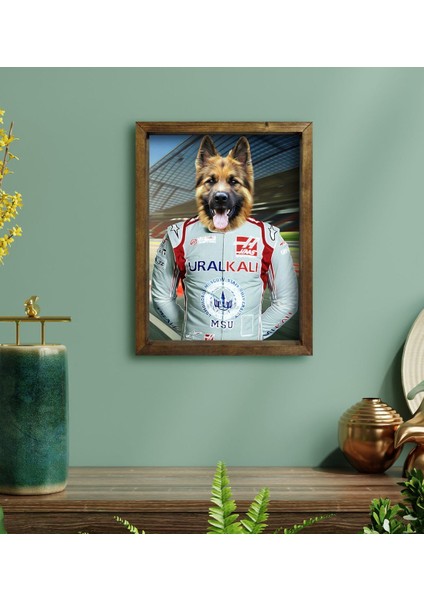 Evcil Dostlara Özel Pilot Tasarımlı Portre Doğal Masif Ahşap Çerçeveli Tablo 30X40CM-3