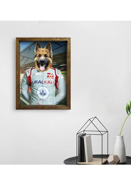 Evcil Dostlara Özel Pilot Tasarımlı Portre Doğal Masif Ahşap Çerçeveli Tablo 30X40CM-3