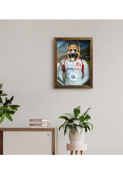 Evcil Dostlara Özel Pilot Tasarımlı Portre Doğal Masif Ahşap Çerçeveli Tablo 30X40CM-3