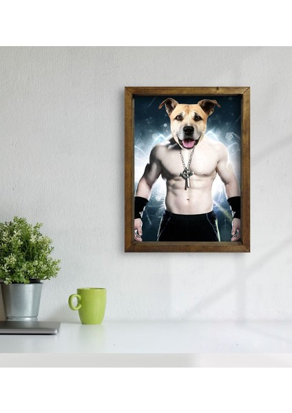 Evcil Dostlara Özel Boksör Tasarımlı Portre Doğal Masif Ahşap Çerçeveli Tablo 30X40CM-4 modelleri