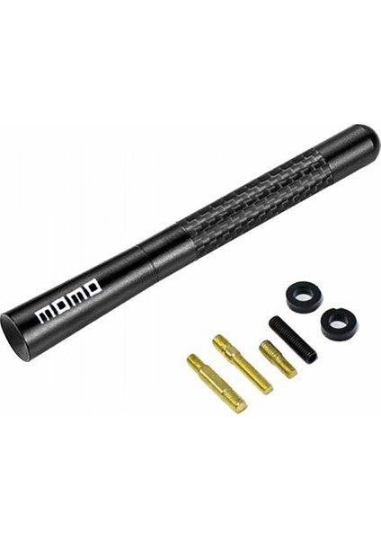 Oto Araç Anten Momo Yazılı Siyah Karbon Anten Çubuğu Spor Kısa