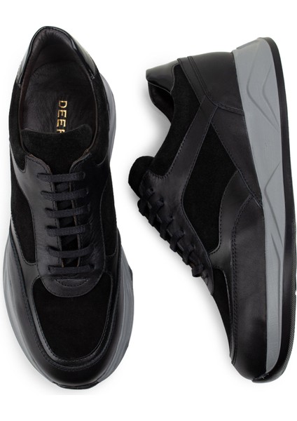Deri Siyah Sneaker Erkek Ayakkabı fırsatları