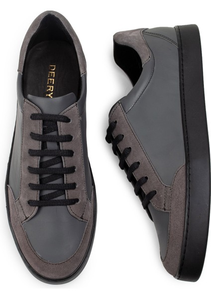 Deri Gri Sneaker Erkek Ayakkabı fırsatları