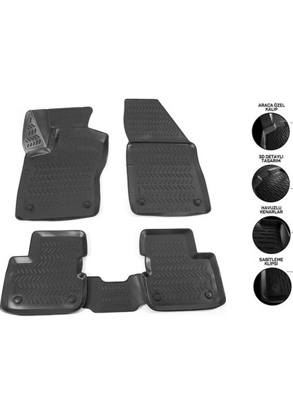 Opel Corsa F 2020+ Birebir Uyumlu 3D Havuzlu Stil Oto Paspas