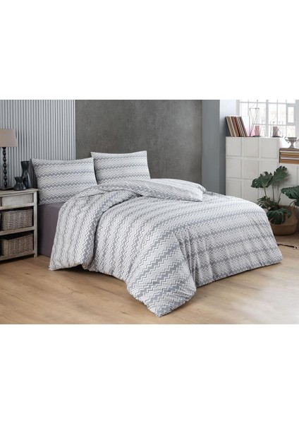 Zigzag Çift Kişilik Nevresim Takımı Gri