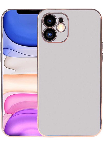 iPhone 11 Kılıf Kamera Korumalı Altın Kenar Buzlu Transparan Silikon