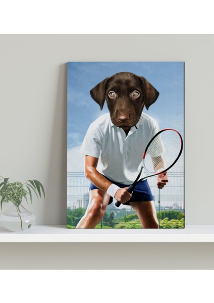 Evcil Dostlara Özel Tenis Oyuncusu Tasarımlı Portre Kanvas Tablo 30X50CM-3