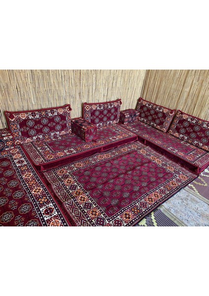 Şark Köşesi Minderi 120x180cm Kilim Takımı Konsept Bordo 13 Parça modelleri