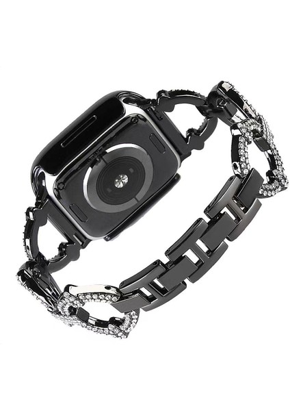 Apple Watch 7 6 Se 5 4 3 2 1 - 45 / 44 / 42 mm Uyumlu Metal Kordon Şık Taşlı Tasarım Luxury Kayış modelleri
