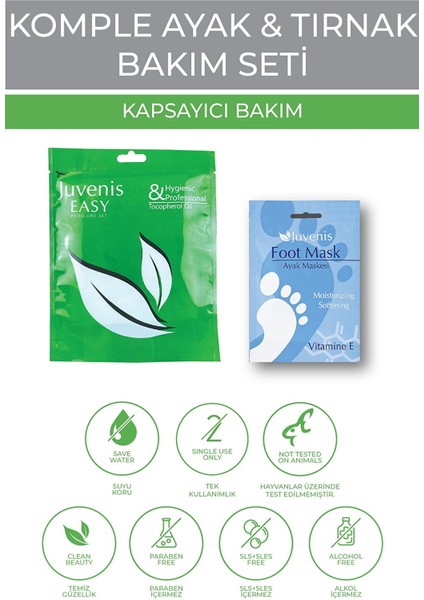 Kozmetik Ayak Maskesi ve Pedikür Seti E Vitaminli Nemlendirici Çatlak tı 2'li Komple Ayak Tırnak Bakımı