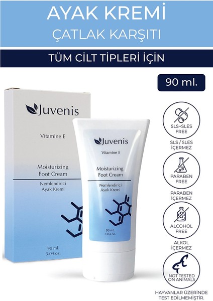 Kozmetik Ayak Kremi Nemlendirici ve Yumuşatan E Vitaminli Çatlak tı Ayak Bakım Kremi 90ML