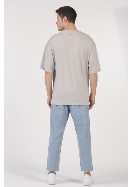 Unisex (Erkek -Kadın) Oversize ( Bol-Salaş ) T-Shirt Renk Gri Goes Here modelleri