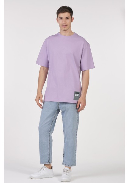 Unisex (Erkek -Kadın) Oversize ( Bol-Salaş ) T-Shirt Renk Lila Goes Here
