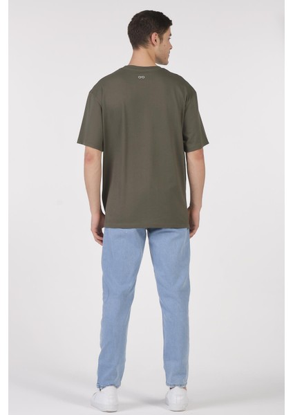 Unisex (Erkek -Kadın) Oversize ( Bol-Salaş ) T-Shirt Renk Haki Goes Here modelleri