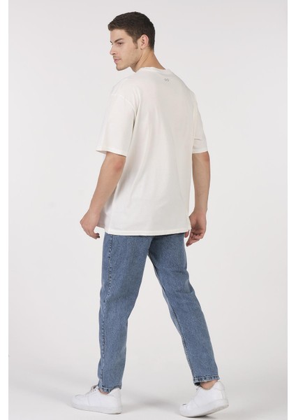 Unisex (Erkek -Kadın) Oversize T-Shirt Ekru (Beyaz) Sevimli Kuru Kafa fırsatları