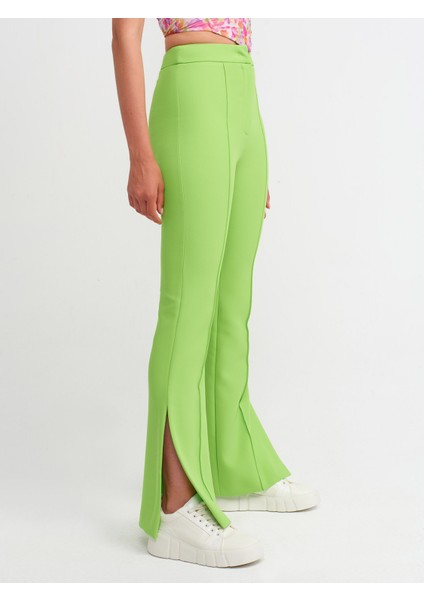 7002 Yırtmaçlı Ispanyol Paça Pantolon-Lime
