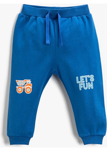 Baskılı Jogger Eşofman Altı Belden Bağlamalı Pamuklu