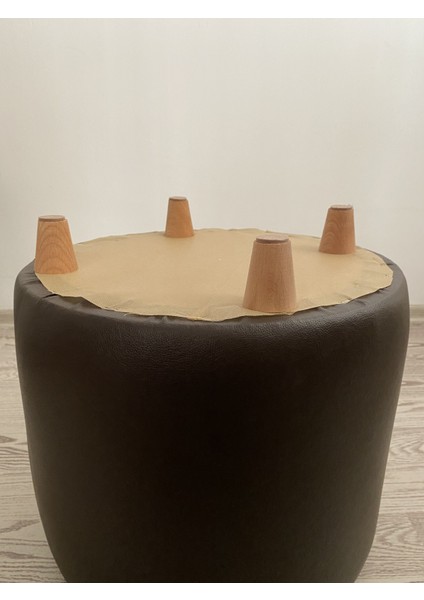 Ahşap Ayaklı Suni Deri Yuvarlak Puf indirimleri