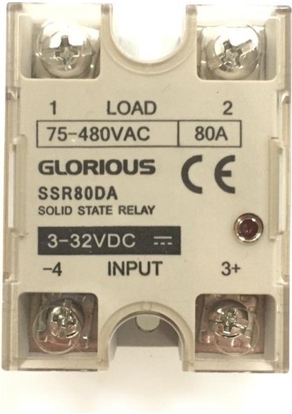 1 Kutuplu Solid State Röle 80A Giriş Dc (3-32V Dc) Giriş Ac (90-480 V Ac)