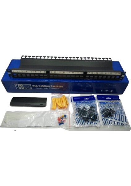 Scspazar Hcs P00-02450-1U 24 Port Keystone Jack Utp Boş PANEL+J6E-00873 Cat6 Keystone Jack 24 Adet