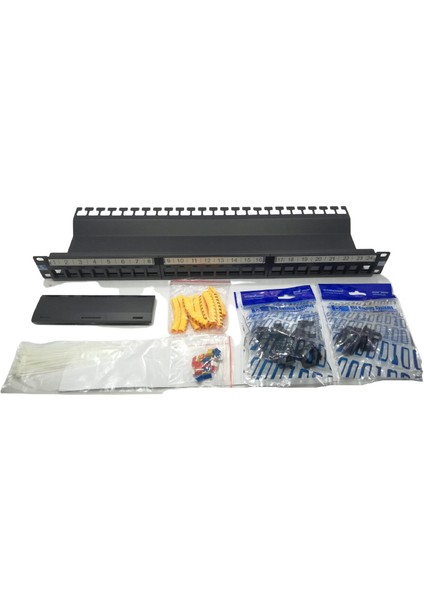 Scspazar Hcs P00-02450-1U 24 Port Keystone Jack Utp Boş PANEL+J6E-00873 Cat6 Keystone Jack 24 Adet