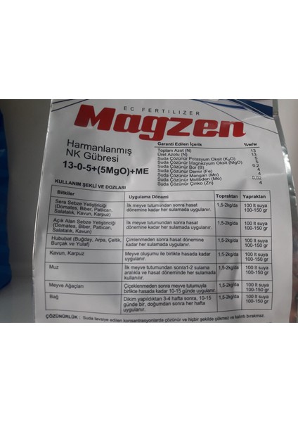 Magzen Harmanlanmış Nk Gübresi 1kg