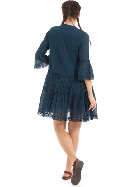 Kısa Kollu Petrol Düğmeli Elbise fırsatları