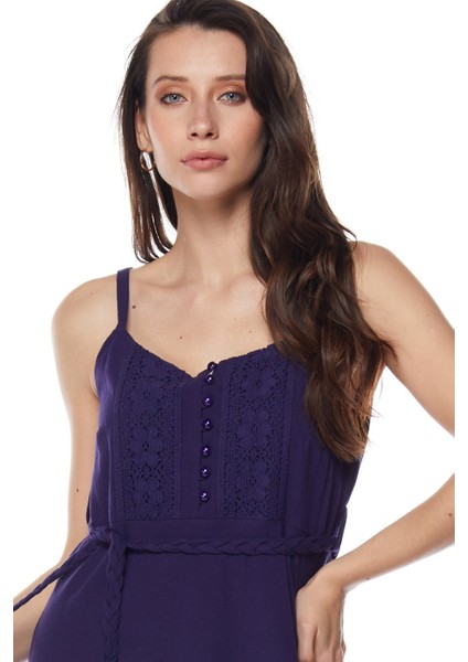 Şile Bezi Mor Askılı Kemerli Elbise indirimleri