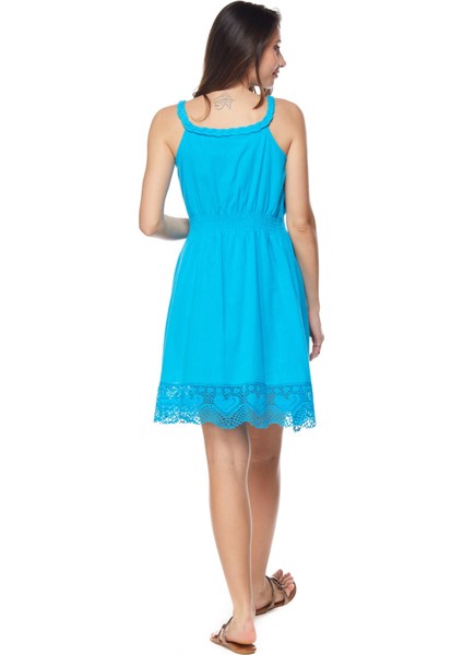 Şile Bezi Turkuaz Askılı Mini Elbise fırsatları