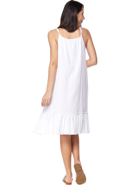 Şile Bezi Beyaz Askılı Otantik Nakışlı Elbise fırsatları