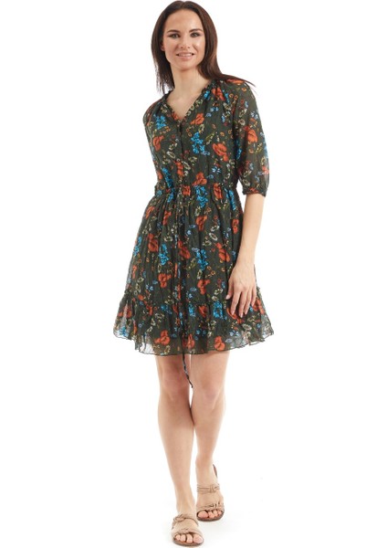 Şile Bezi Gelincik Yeşil Vual Elbise