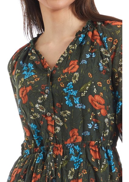 Şile Bezi Gelincik Yeşil Vual Elbise indirimleri