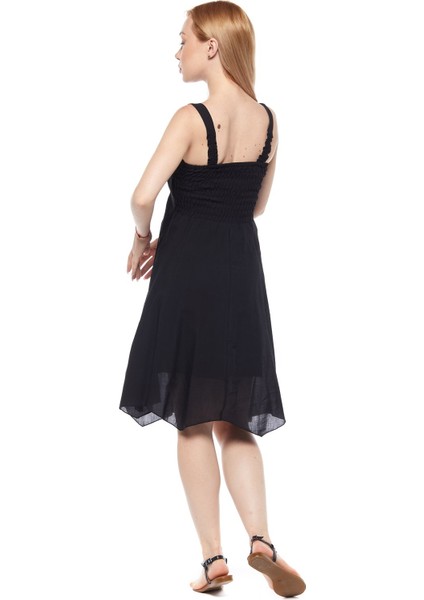 Şile Bezi Siyah Askılı Asimetrik Elbise fırsatları