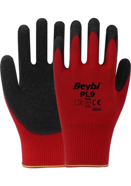 Pl9 Polyester Örme Lateks Iş Eldiveni 10 Çift