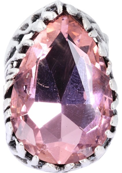 Kadın Antik Gümüş Kaplama Yeşil Renk Swarovski Taş Detaylı Ayarlanabilir Damla Formlu Yüzük indirimleri
