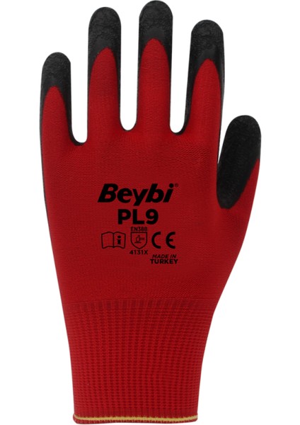 Pl9 Polyester Örme Lateks Iş Eldiveni 10 Çift