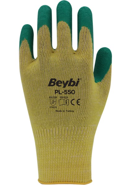 PL550 Polyester Örme Lateks Yeşil Iş Eldiveni 12 Çift
