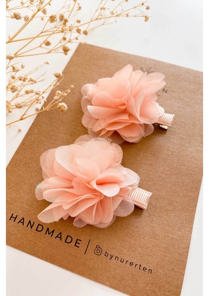 Somon Kız Bebek ve Çocuk Flower Klips Toka 2'li Set