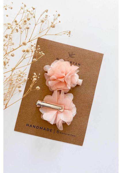 Somon Kız Bebek ve Çocuk Flower Klips Toka 2'li Set