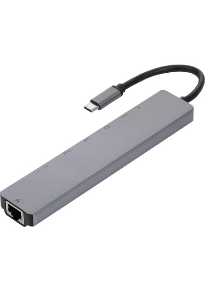 8in1 Type-C USB 3.0 Hub HDMI Ethernet Mikro Sdtf Otg Adaptörü