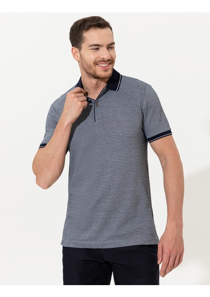 Erkek Lacivert Slim Fit Polo Yaka Tişört 50250208-VR033